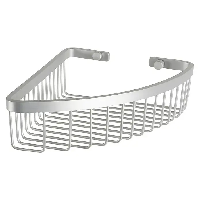 Tatay Cesta de baño angular Ice - L x An x Al: 18 x 22 x 6,5 cm, Plateado - Cesta de ducha angular plateada. El producto es de metal y ofrece un práctico espacio de almacenamiento en la ducha.