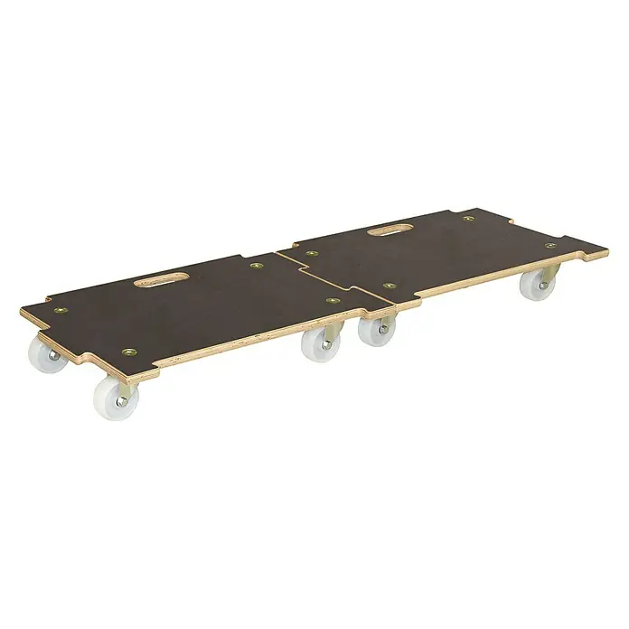 Wagner System Base con ruedas MM 1383 - L x An x Al: 590 x 390 x 110 mm, Capacidad de carga: 250 kg, Madera - Imagen del producto de un carro para muebles de madera con ruedas. Ideal para transportar fácilmente objetos pesados.
