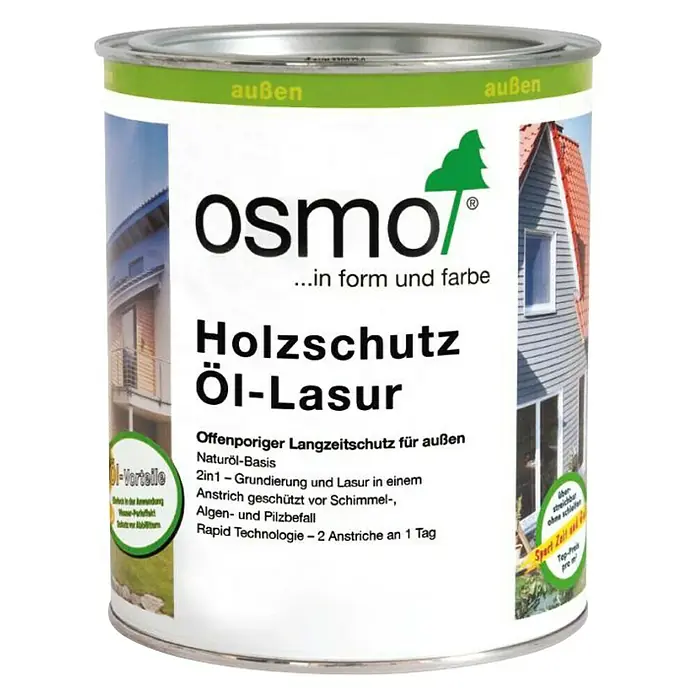 Osmo Holzlasur - Nussbaum, 750 ml, Seidenmatt - Dose Osmo Holzschutz Öl-Lasur für den Außenbereich, ideal für langanhaltenden Holzschutz und zur Veredelung von Holzoberflächen.