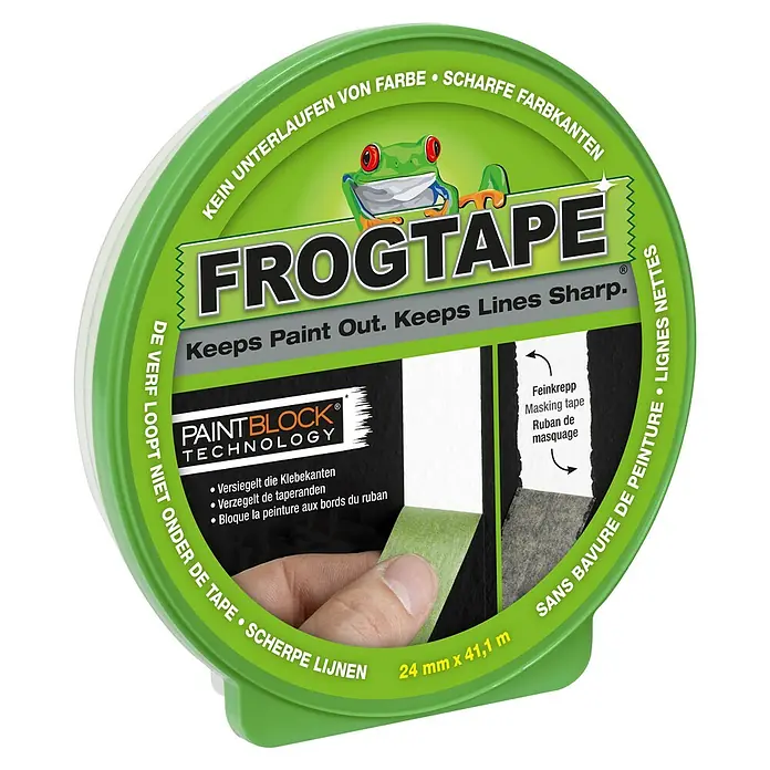 Frogtape Kreativklebeband Multi-Surface - 41,1 m x 24 mm, Grün, 1 -tlg. - Abbildung einer Rolle Frogtape-Malerkrepp, die für saubere Farbkanten und zum Schutz vor Unterlaufen der Farbe entwickelt wurde.