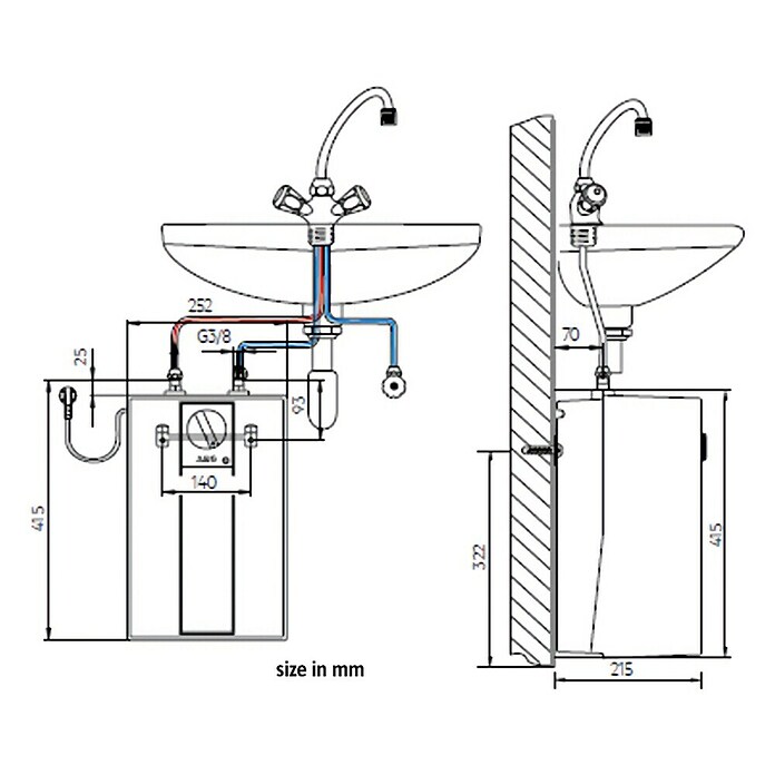 AEG Depósito de montaje inferior (5 l, 2.000 W, +35 °C a +85 °C)