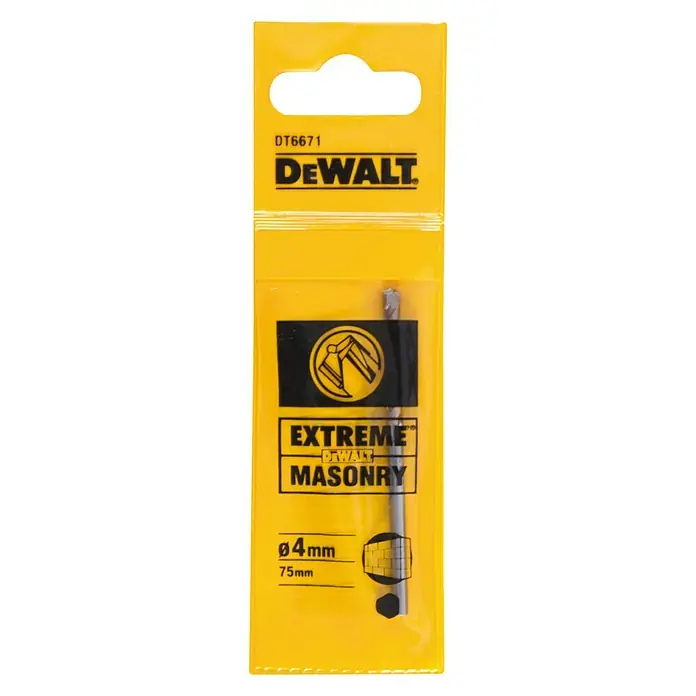 DeWalt Broca para hormigón y mampostería DT6671-XJ - 1 ud., Diámetro de la broca: 4 mm - Imagen de un paquete de brocas para mampostería Dewalt DT6671 Extreme.