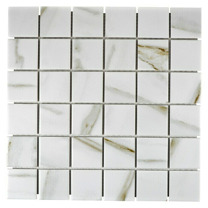 Mosaikfliese Quadrat Calacatta CIM Q48 CT (30,6 x 30,6 cm, Weiß, Matt)
