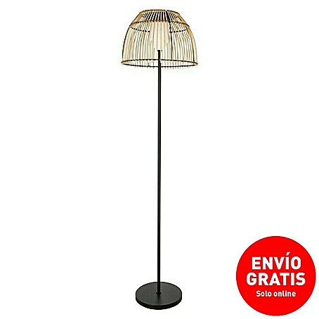 BAUHAUS Lámpara de pie solar Bamboo (L x An x Al: 40 x 40 x 150 cm, Color del marco: Negro/Beige, Blanco cálido, 3 W, IP54)