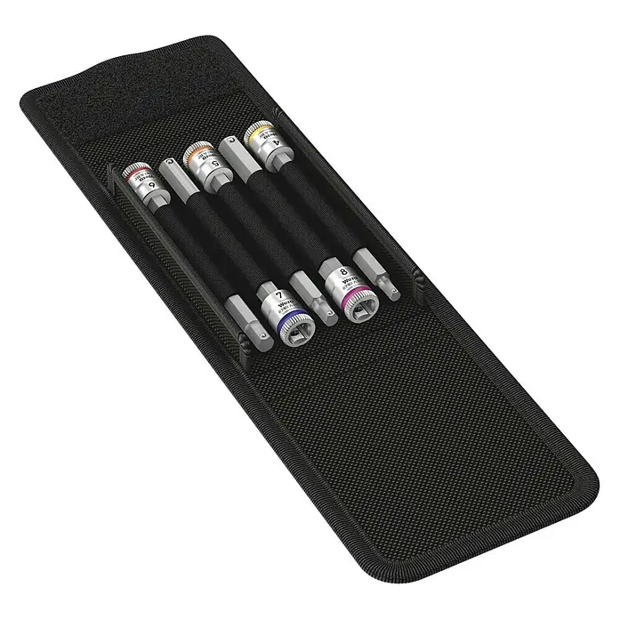 Wera Steckschlüsseleinsatz-Set 8740 A HF 1 Zyklop HEX-Plus - ¼″, 5 -tlg. - Ein Set von Wera Nüssen in einer schwarzen Halterung, ideal für Werkstatt und Heimwerker. Kompakte Aufbewahrung.