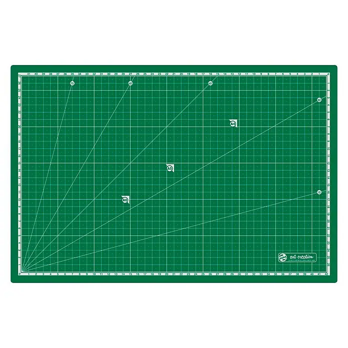 Talens Art Creation Tabla de cortar antideslizante - Verde, 45 x 30 cm - Alfombrilla de corte verde con líneas de cuadrícula y marcas de tamaño para cortes precisos. Una herramienta ideal para aficionados y profesionales.