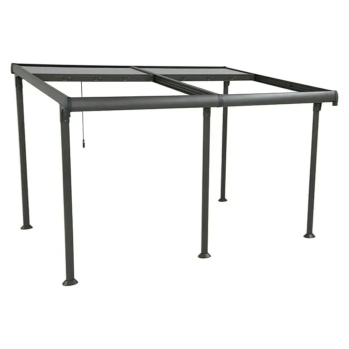 Sunfun Anstellpavillon Sera Cabrio - B x T: 400 x 300 cm, Farbe Gestell: Anthrazit, Aluminium - Metallpavillon mit stabilem Rahmen und Überdachung, ideal für den Garten oder die Terrasse. Dauerhafter Wetterschutz.