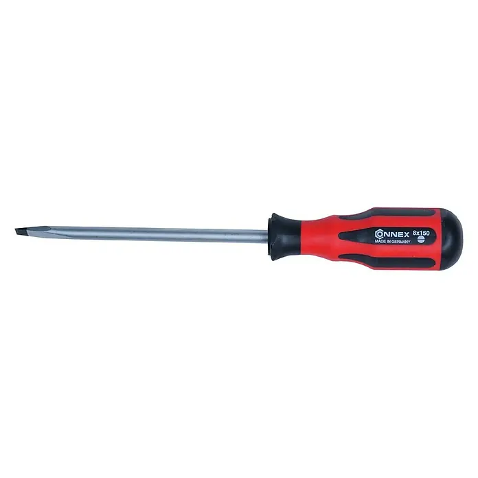 Connex Destornillador COX353003 - PH 3, Longitud de la hoja: 150 mm - Un destornillador plano Connex 8x150 con mango rojo y negro. Fabricado en Alemania para tareas de atornillado fiables.