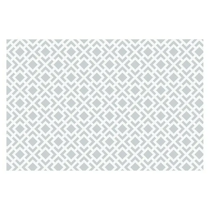 Alfombra de vinilo Living geométrica - Gris, 180 x 120 cm - Patrón gris con formas geométricas gris claro repetidas, que ofrece una estética sutil y moderna para fondos o textiles.