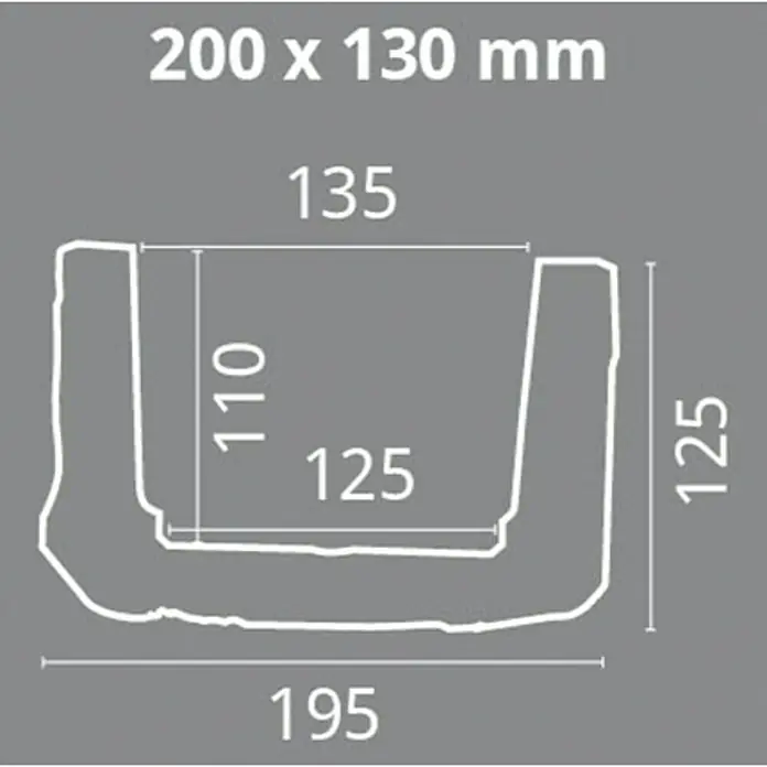 Dekobalken - Hellbraun, 200 x 19,5 x 12,5 cm, Polyurethan - Abbildung der Produktabmessungen, 200 x 130 mm, mit detaillierten Messungen der Breite und Höhe des Produkts.