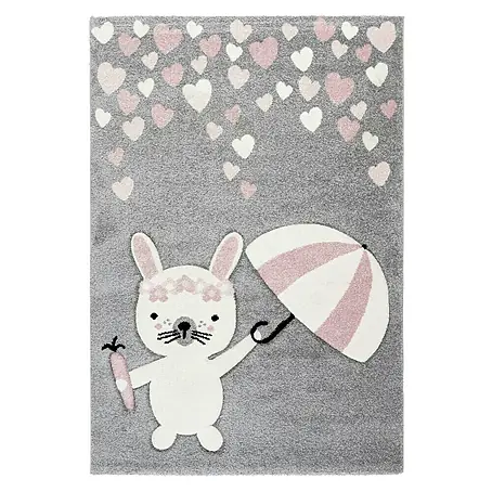 Kayoom  Kinderteppich Hase mit Regenschirm