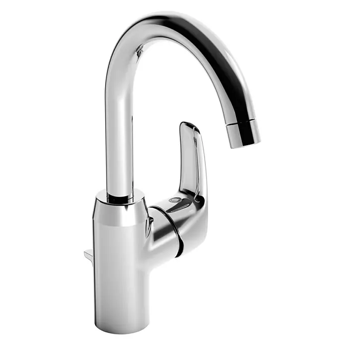 Hansa Pinto Waschtischarmatur - Mit Zugstange, Chrom, Glänzend, Schwenkbar - Glänzender Chrom-Einhebelmischer mit schlankem Auslauf und modernem Design für stilvolle Küchen und Badezimmer.