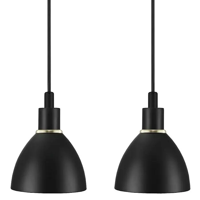 Nordlux Ray Lámpara colgante redonda - 80 W, Ø x Al: 12 x 16,5 cm, Negro, E14 - Dos elegantes lámparas colgantes negras con un toque plateado, ideales para interiores modernos e iluminación con estilo.
