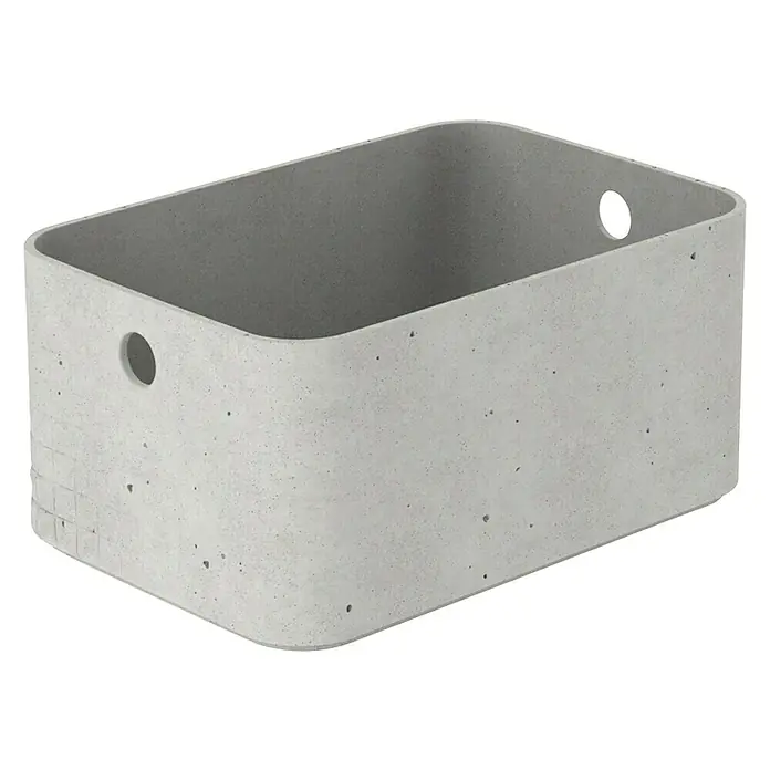 Curver Aufbewahrungsbox Beton S - L x B x H: 24 x 17 x 12 cm, Material: Kunststoff, Beton - Grauer Betonkorb mit runden Griffen an den Seiten. Ideal für stilvolle Aufbewahrung und Organisation im Haus.