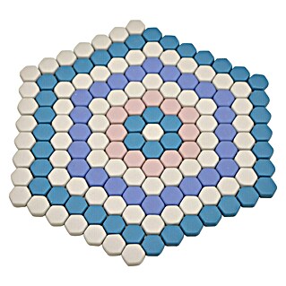 Mozaik pločica Hexagon CUBA HX9M (18 x 17,8 cm, Plava-ružičasta-bijela, Mat)