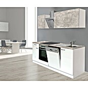 Respekta Composición de cocina (Ancho: 220 cm, Con dispositivos eléctricos, Blanco)