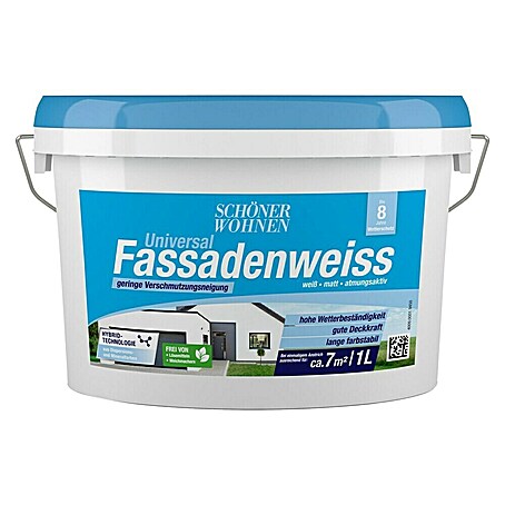 SCHÖNER WOHNEN-Farbe Dispersionsfassadenfarbe Universal Fassadenweiß (1 l)