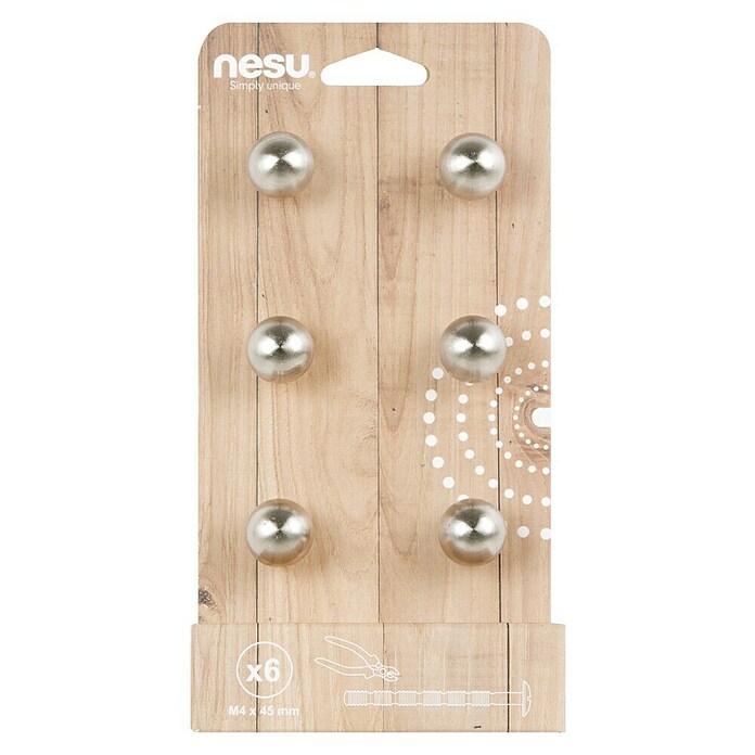 Nesu Pomo para muebles 17216 6 uds. (Ø x Al: 20 x 21 mm, Acero, Cepillado)