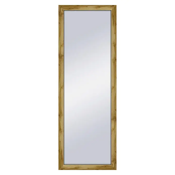 Espejo con marco de madera natural Mauren - 49 x 139 cm, Roble, Madera - Un espejo alto con un marco de madera distintivo. El reflejo es claro y sin distorsiones, perfecto para cualquier habitación.
