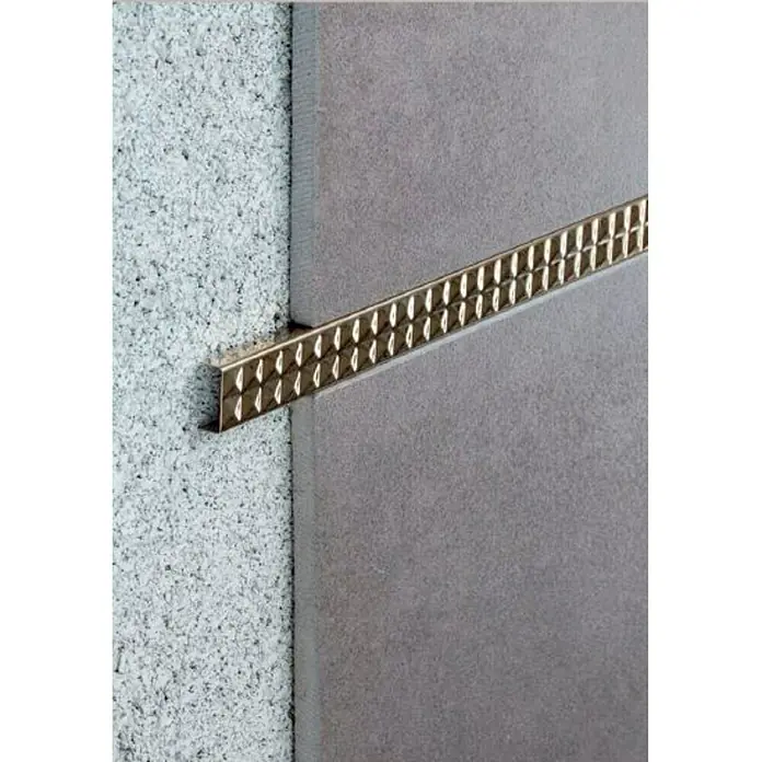 Perfil en U decorativo 3D Cuadrado Oro - Oro, 2,5 m x 8 mm - Perfil de conexión de pared con superficie decorativa para una conexión elegante de baldosas y yeso.