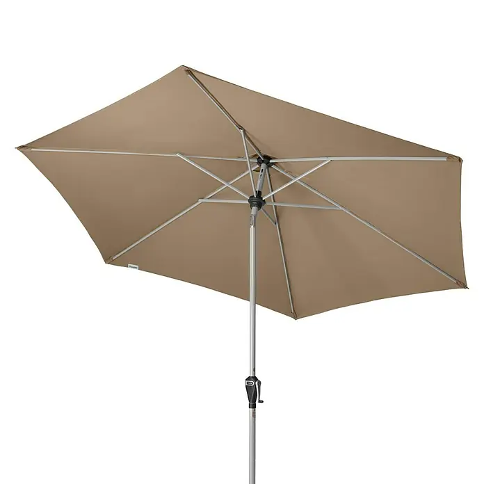Doppler Active Marktschirm rund Auto Tilt - Greige, Durchmesser Bespannung: 280 cm - Ein beiger Gartenschirm, der Schutz vor der Sonne bietet und sich ideal für den Einsatz im Freien eignet.