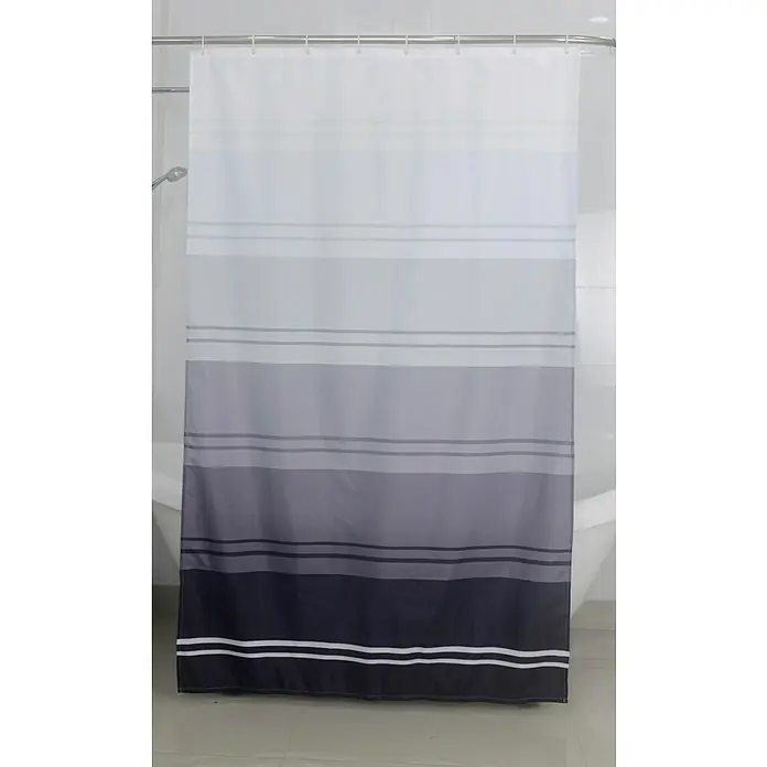 Venus Duschvorhang Stripes - B x H: 180 mm x 200 cm, Textil, Schwarz/Grau - Elegante gestreifte Duschvorhang für ein modernes Badezimmer. Der Duschvorhang ist ein Blickfang mit seinem Farbverlauf von Weiß bis Schwarz.