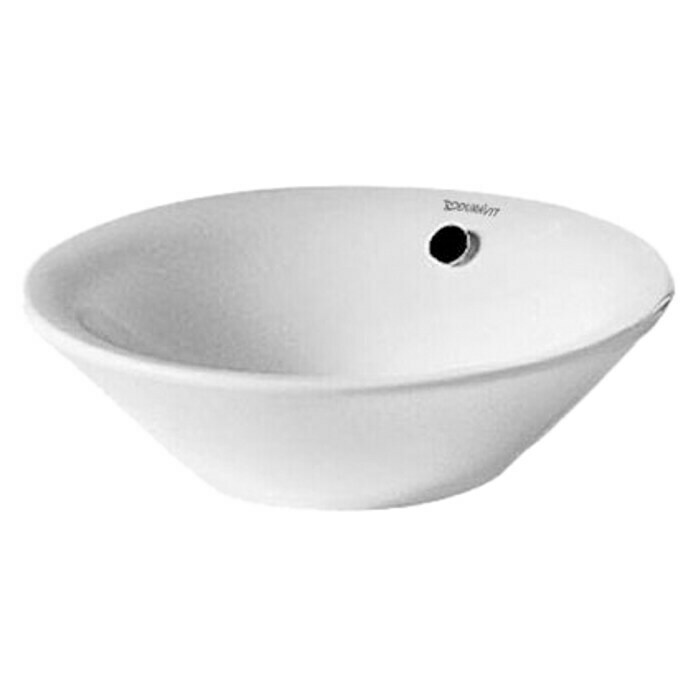 Duravit Starck 1 Waschschale Typ 2Durchmesser: 33 cm, Ohne Spezialglasur, Hahnloch: Ohne, Mit Überlauf, Weiß Front View