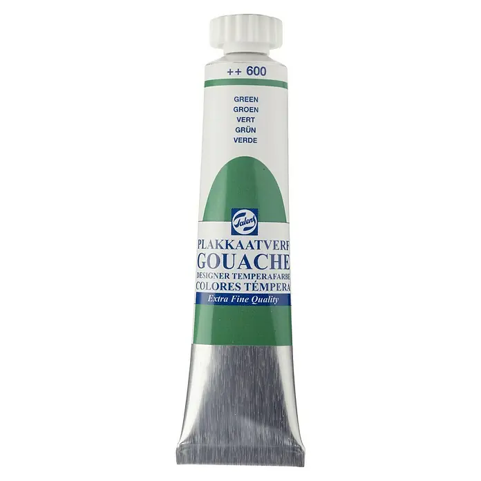 Talens Pintura gouache - Verde, 20 ml - Primer plano de un tubo de pintura Gouache Talens en verde, ideal para artistas y aficionados.