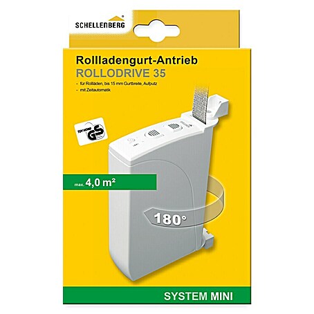 Schellenberg Rollladen-Gurtwickler Rollo Drive 35 (B x H: 38,5 x 199 mm, Gurtbreite: 14 mm, Zugkraft: 12 kg)