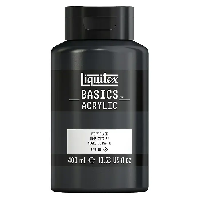 Liquitex Basics Acrylfarbe - Elfenbeinschwarz, 400 ml - Schwarze "Liquitex Basics Acrylic" Farbe, 400 ml Flasche. Ideal für Künstler und Hobbybastler.