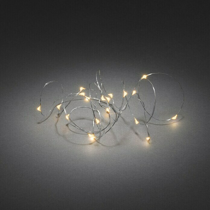 LED LED-Lichterkette 1,9 Konstsmide 20-flammig, Bernstein, | m, (Innen, Silber, Micro Batteriebetrieben) BAUHAUS