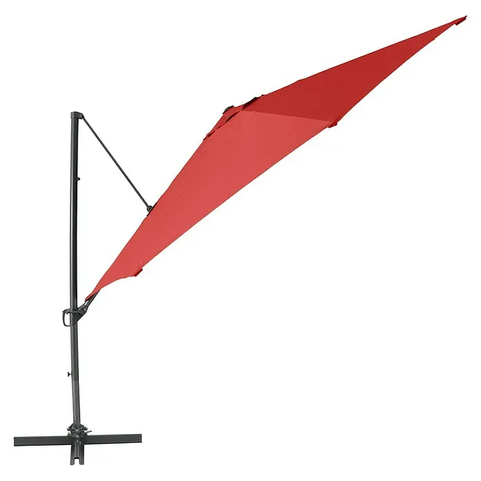 Sunfun Ampelschirm rund Florenz - Chili, Durchmesser Bespannung: 350 cm - Roter Ampelschirm mit schwarzem Ständer bietet Schatten und Schutz vor Sonne für Garten, Terrasse oder Balkon.