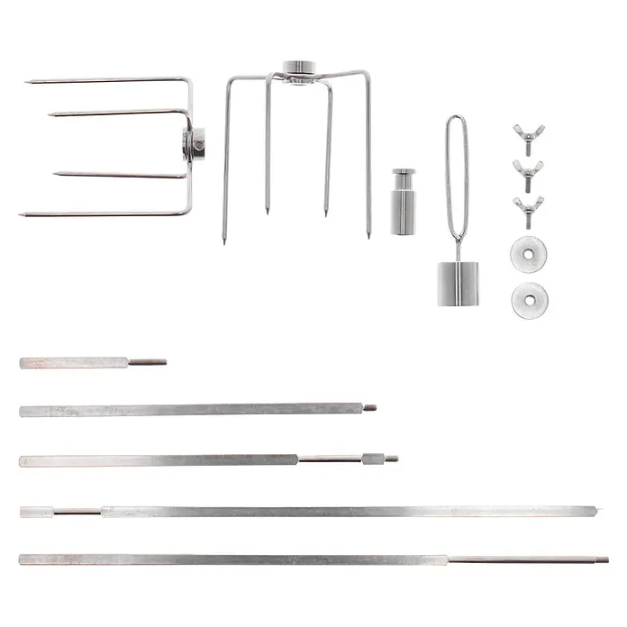 Kingstone Drehspieß - Passend für: Kingstone Gasgrill Cliff & Diner - Grillspieß-Set aus Edelstahl mit verschiedenen Aufsätzen für vielseitige Grillmöglichkeiten. Hochwertig und langlebig.