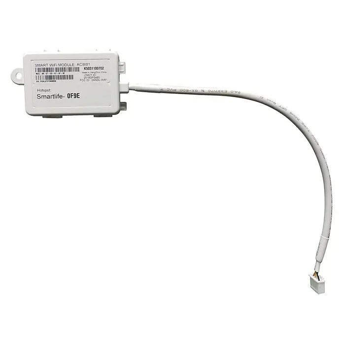 HTW Módulo USB WiFi para IX80 y Vela de 9K y 12K - IX80 y Vela de 9K y 12K, Blanco - Primer plano de un módulo Smart WiFi ACW01 con cable y conector, utilizado para la domótica.