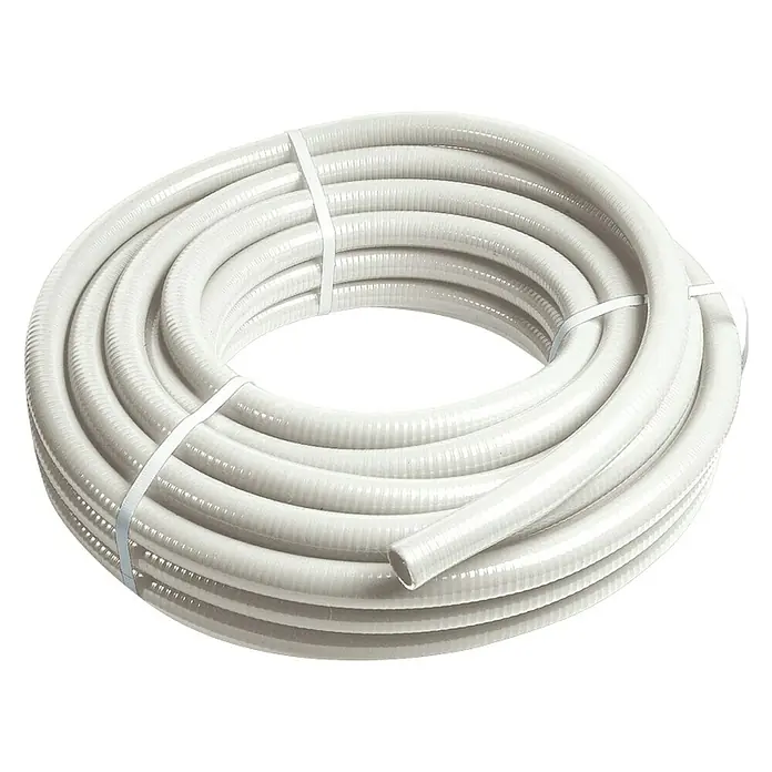 Tubo PVC flexible - Ø x L: 25 mm x 25 m, Plástico, Blanco - Conducto de plástico blanco flexible enrollado para diversas aplicaciones en el hogar y el jardín. Ideal para proteger cables e hilos.