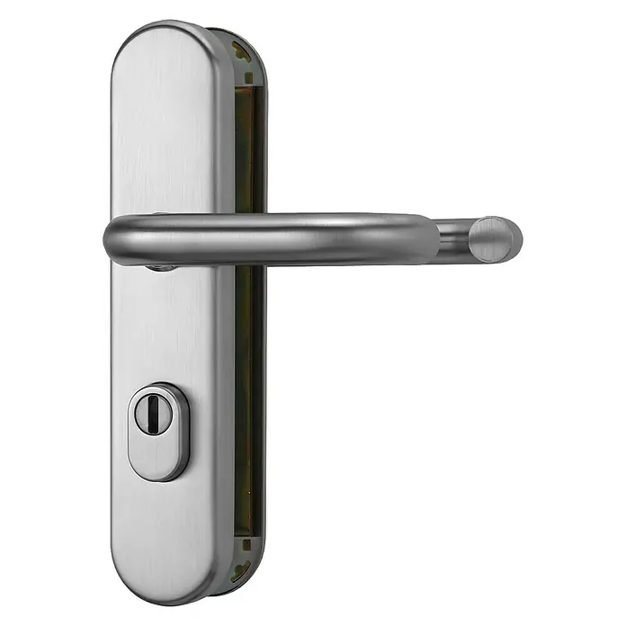 Abus Schutzbeschlag KLZS714 - Wohnungsabschlusstür, Edelstahl, Drücker beidseitig, Stärke Tür: 37 mm - 47 mm - Türgriff aus gebürstetem Edelstahl. Robuster Türbeschlag mit modernem Design für den Innenbereich.