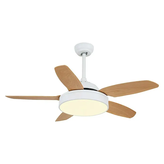 Arte confort Ventilador de techo Mykonos - Haya, 107 cm, 11 W, Multicolor - Este ventilador de techo blanco cuenta con aspas de madera y una luz integrada, que proporciona estilo e iluminación.