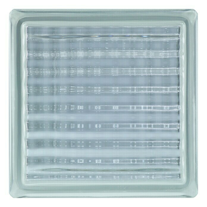 Fuchs Design Bloque de vidrio Neutro cruzado (Claro, Corrugado cruzado, 19 x 19 x 8 cm)