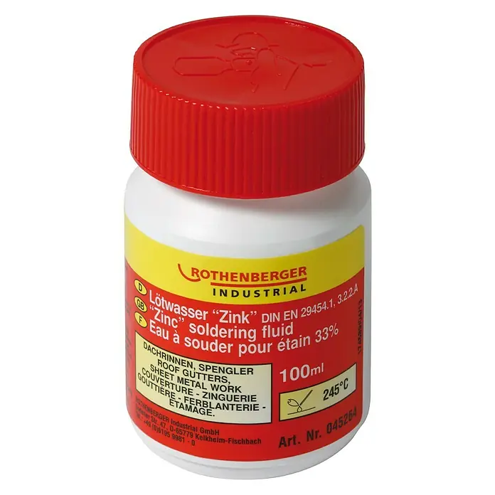 Rothenberger Industrial Agua para soldar Zinc - 100 ml - Botella de líquido para soldar "Zinc" de Rothenberger Industrial, para canalones y chapa.