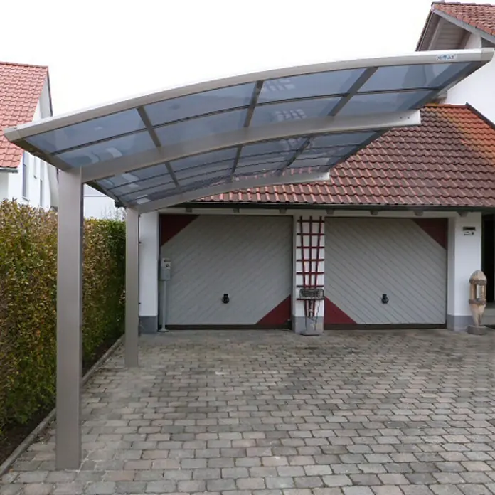 Ximax Carport Portoforte 60 - Außenmaß inkl. Dachüberstand (B x T): 2,7 x 4,95 m, Einzelcarport, Edelstahloptik, Schneelast: 75 kg/m² - Ein moderner Carport mit transparentem Dach schützt vor Witterungseinflüssen und bietet einen stilvollen Unterstand für Fahrzeuge.