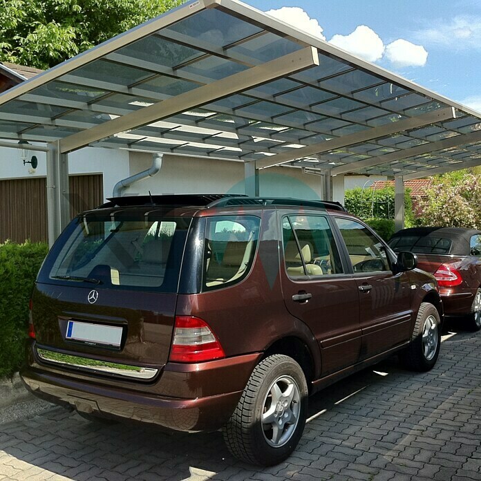 Ximax Carport LINEA Tandem 110 (9,8 x 2,7 m, Einfahrtshöhe: 2,2 m, Edelstahloptik, Schneelast: 137 kg/m²)