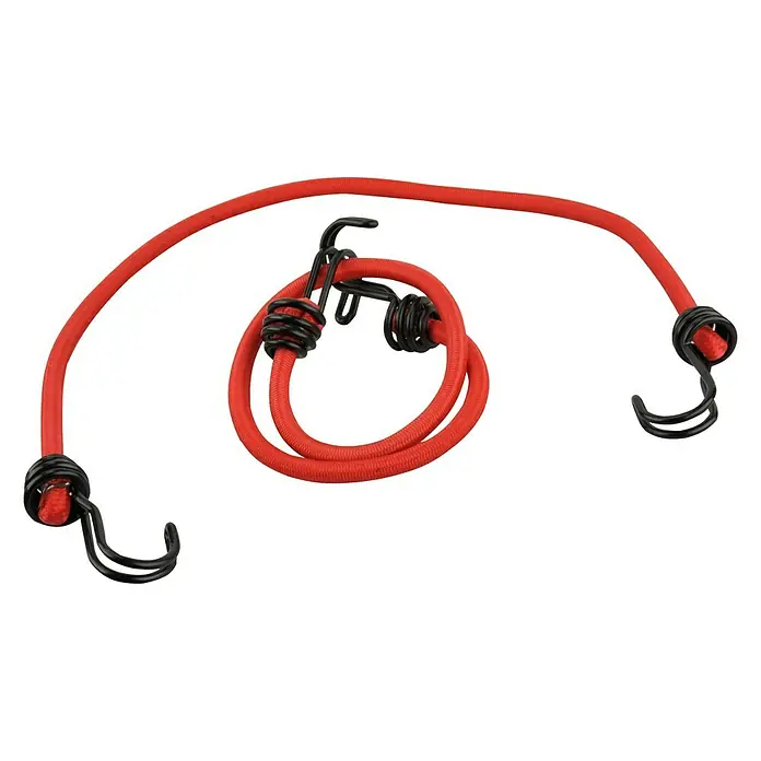 Gummispannseil - Länge: 60 cm, 1 Stk. - Roter Gepäckspanner mit schwarzen Haken, ideal zum Sichern von Ladung. Elastisch und robust für vielseitige Anwendungen.