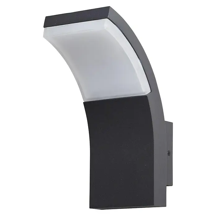 Starlux LED-Außenwandleuchte Mantova - 7 W, 12,2 x 8,4 x 19 cm, Silbergrau, Opal, IP54 - Moderne gebogene Wandleuchte in Schwarz und Weiß. Elegantes Design für Innen- und Außenbereiche.