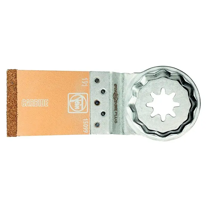 Fein Starlock Plus Hartmetall-Sägeblatt - 50 x 35 mm, 1 Stk. - Das Bild zeigt ein Fein Carbide Sägeblatt, ein hochwertiges Werkzeug für präzise Schnitte.