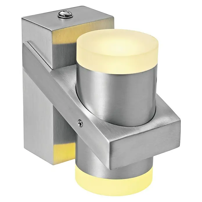 Voltolux Alu-Design Aplique de pared LED San - 2 W - Un aplique LED moderno de acero cepillado que emite una luz cálida y acogedora. Ideal para pasillos y espacios de vida.
