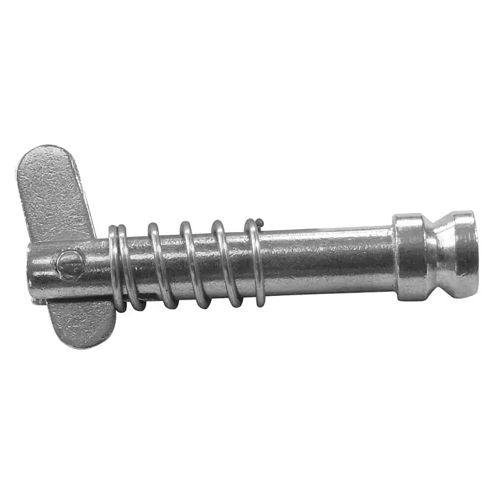 Marinetech Sicherungsbolzen - Passend für: Marinetech Gabelplatte 17 mm, Edelstahl, A4 - Federstecker: Ein detailreiches Bild eines silberfarbenen Federsteckers, ideal für Bau- und Konstruktionsprojekte.