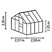 Vitavia Gewächshaus (2,58 x 2,57 x 2,3 m, Farbe: Anthrazit, Einscheibensicherheitsglas (ESG), 3 mm)