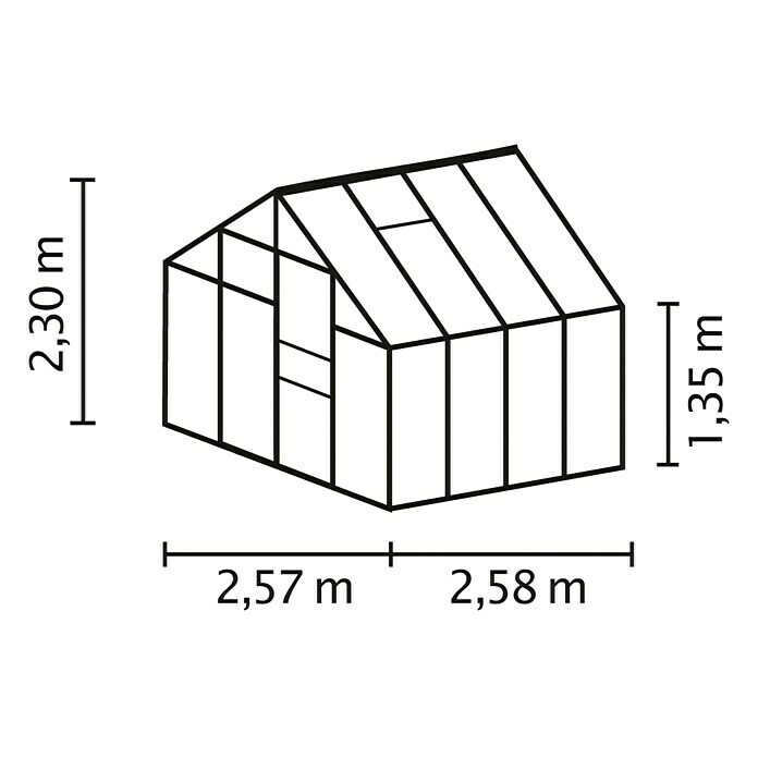 Vitavia Gewächshaus Merkur 67002,58 x 2,57 x 2,3 m, Farbe: Aluminium, Einscheibensicherheitsglas (ESG), 3 mm Unknown