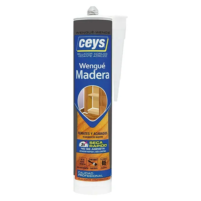 Ceys Sellador acrílico para madera - 280 ml, Wengué - Sellador acrílico Ceyes Wengué Madera para reparaciones y acabados de madera. Secado rápido, flexible y pintable para resultados profesionales.