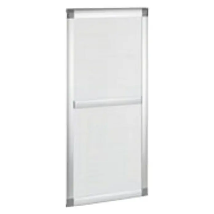 Cortina con protección contra insectos corredera - An x Al: 120 x 220 cm - Pizarra blanca sin marco con borde metálico plateado y asa en el medio para uso en oficinas o salas de conferencias.